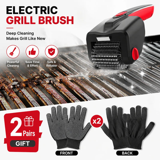 Upgraded Electric Grill Brush Cordless Rechargeable Grill Cleaning Brush 90-Min Runtime Stainless Steel Brush Cleaner for BBQ