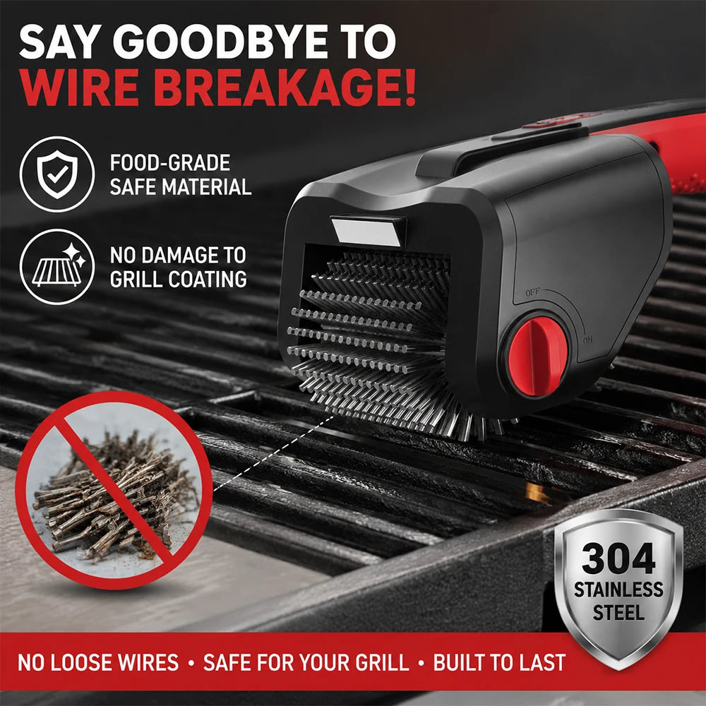 Upgraded Electric Grill Brush Cordless Rechargeable Grill Cleaning Brush 90-Min Runtime Stainless Steel Brush Cleaner for BBQ